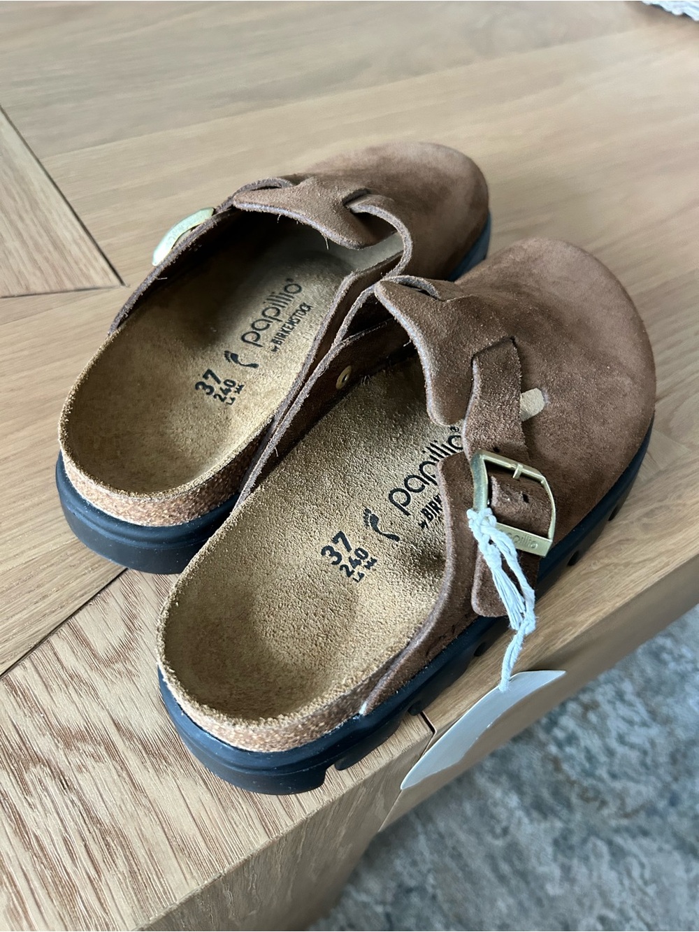 New Birkenstock Boston Chunky Clogs Dark Tea Brown - Picture 4 of 5